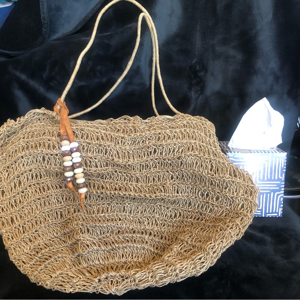 Cost Plus World Market Natural Woven Shoulder Bag